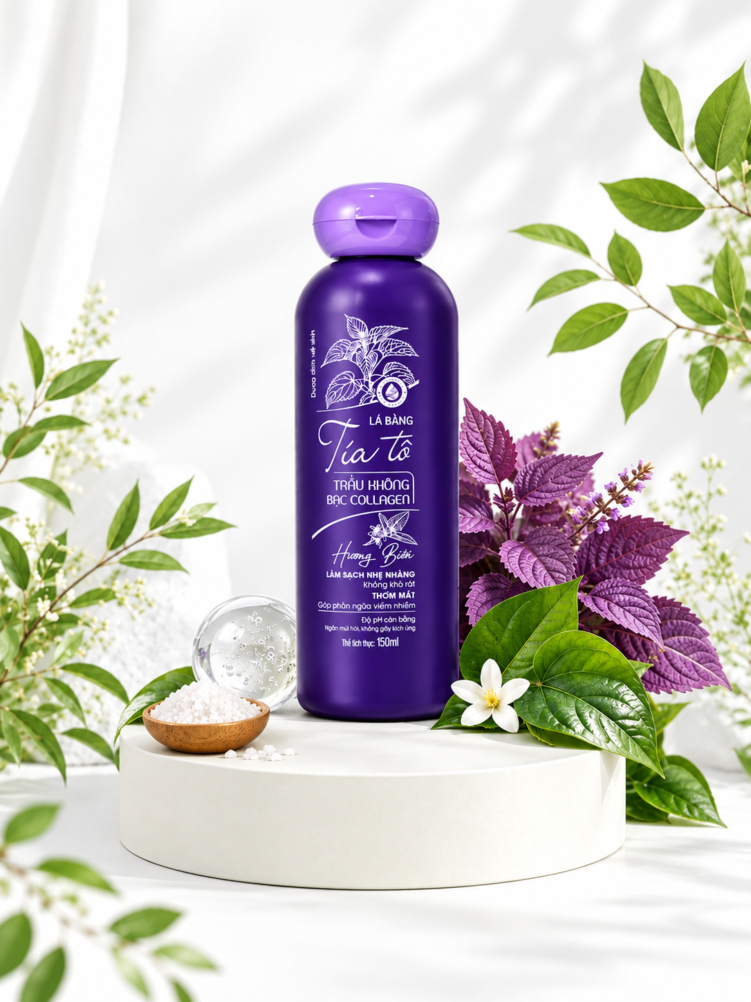 Dung Dịch Vệ Sinh Lá Bàng Tía Tô Trầu Không Bạc Collagen